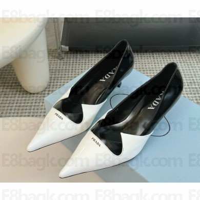 Prada Patent Leather  pumps White/black 1212-2024