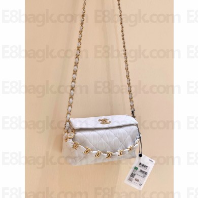 Chanel original quality Crumpled Lambskin Small Hobo Bag AS2479 white 2021