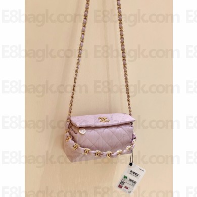 Chanel original quality Crumpled Lambskin Small Hobo Bag AS2479 Light Pink 2021