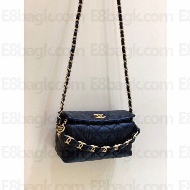 Chanel original quality Crumpled Lambskin Small Hobo Bag AS2479 black 2021