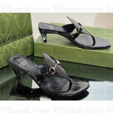 Gucci Heel 5.5cm thong sandals with Horsebit ‎764197 Black 2023