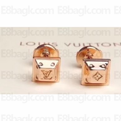 Louis Vuitton Square Earrings Pink Gold