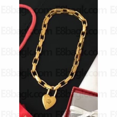 Dior "Lucky Locket" Necklace with with Heart Padlock Aged Gold 2018