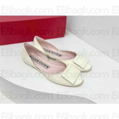 Roger Vivier Dorsay Lacquered Buckle Ballerinas in Patent Leather white 2023