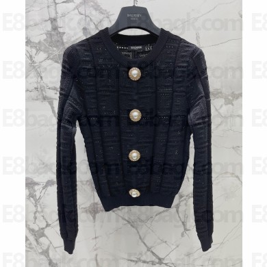BALMAIN CARDIGAN WITH MONOGRAM black 2023