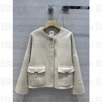 hermes white cashmere coat with two pockets 2023