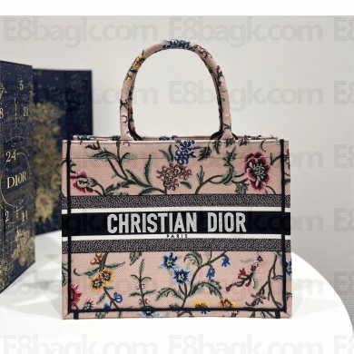dior Natural Multicolor Raffia Embroidered with Dior Petites Fleurs medium book tote bag 2023