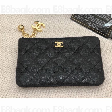 CHANEL coin purse in grained calfskin A50168 black/gold 2024