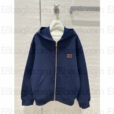 MIU MIU Jersey hoodie jacket NAVY 2024