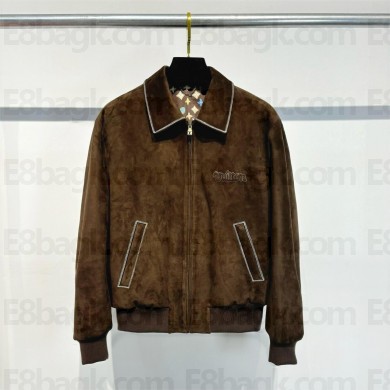 LOUIS VUITTON Embroidered Suede Calfskin Bomber 2024