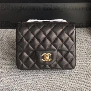 Chanel Classic Flap Mini Bag A1115 in Lambskin Leather Black with Golden Hardware