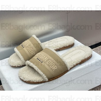 Dior Dway Slide Beige Calfskin and Embroidered Cotton 2024