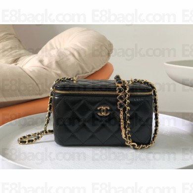 CHANEL Shiny Crumpled Calfskin Clutch with Chain AP3784 black 2024