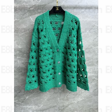 CHANEL green cotton cardigan P78360 2025