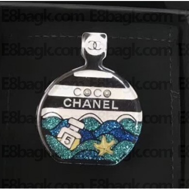 Chanel Perfume Bottle Brooch Black/White/Green 2018