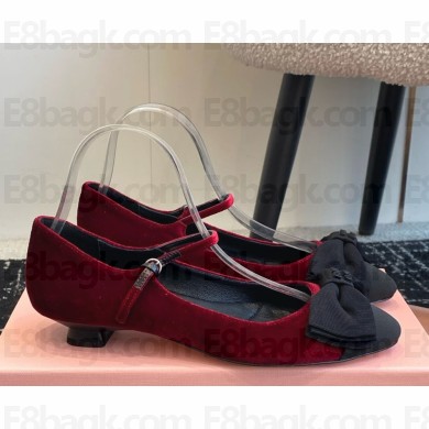 Miu Miu velvet mary janes with bow  burgundy 2025