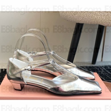 Miu Miu leather Ankle Strap Sandals silver 0109-2025
