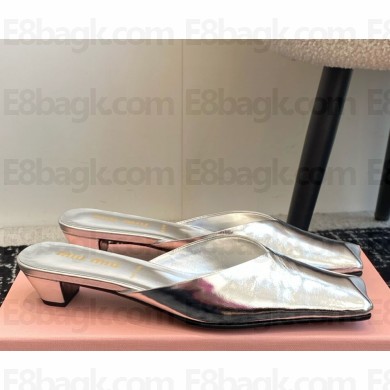 Miu Miu leather mules silver 0109-2025c