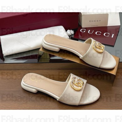 Gucci Women's Double G slide sandal 816673 white leather 2025