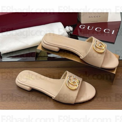 Gucci Women's Double G slide sandal 816673 Beige leather 2025