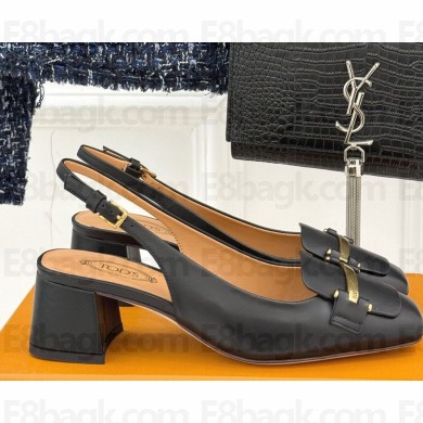 Tod's 'cuoio T' Slingback calfskin leather Black 2025