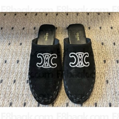 CELINE MARLOU TRIOMPHE MULE IN SUEDE CALFSKIN black 2025