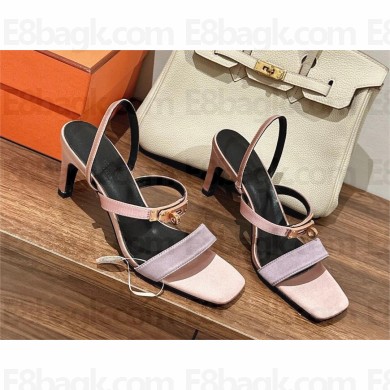 Hermes Heel 7.5cm Glamour Sandals in satin crepe pink 2023