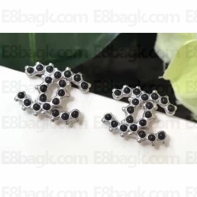 Chanel CC Stud Earring Silver/Black 2018