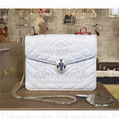 BVLGARI SERPENTI FOREVER FLAP COVER BAG WITH A QUILTED SCAGLIE MOTIF WHITE