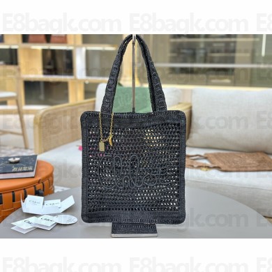 Chloe Summer Banana raffia-effect tote bag black 2025