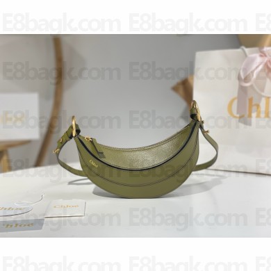Chloe Banana cross-body bag in grained leather military green 2025