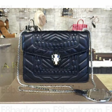 BVLGARI SERPENTI FOREVER FLAP COVER BAG WITH A QUILTED SCAGLIE MOTIF BLACK