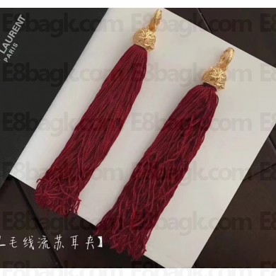 Saint Laurent Fringe Earrings Red