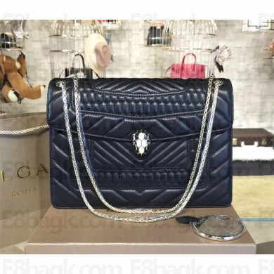 BVLGARI LARGE SERPENTI FOREVER FLAP COVER BAG WITH A QUILTED SCAGLIE MOTIF BLACK