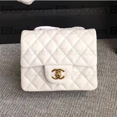 Chanel Classic Flap Mini Bag A1115 in Lambskin Leather Apricot with Golden Hardware