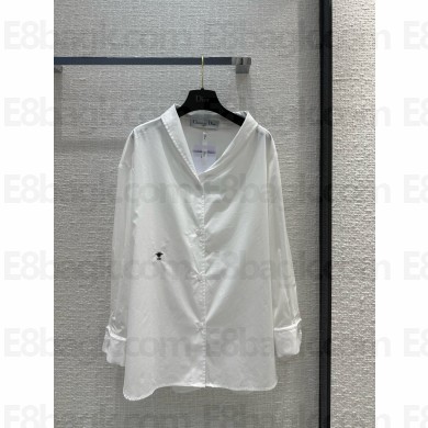 dior white Cotton Poplin Asymmetric Shirt 01 2024