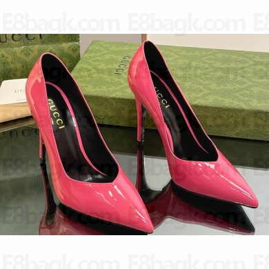 Gucci Heel 10.5cm Leather Pointy Toe Pumps Patent Fuchsia 2023
