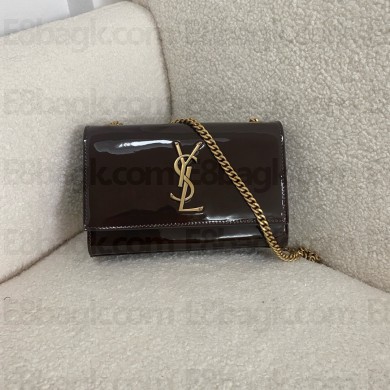 saint laurent kate small in patent leather burgundy 2024(original quality)