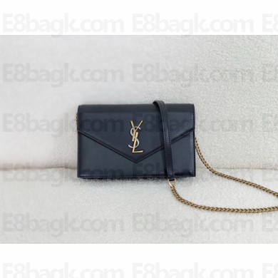 saint laurent mini envelope in sheepskin black 2024(original quality)