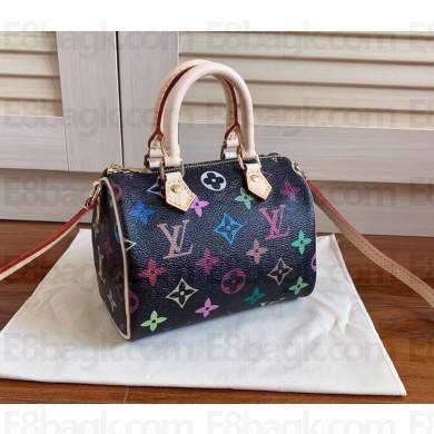  louis vuitton mini HL speedy black multicolor monogram bag M61252