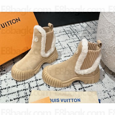 Louis Vuitton LV Ski Ruby Flat Ankle  Boot suede leather 1AC7AW beige 2024