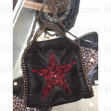 Stella Mccartney Falabella Mini Crystal Star Fold Over Tote Black/Red 2018