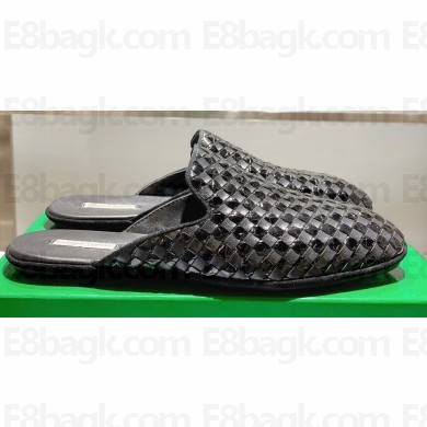 Bottega Veneta Intrecciato Fiandra Slippers Patent Black 2023