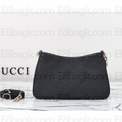 Gucci GG Emblem small shoulder bag 815263 Black GG grainy leather 2024