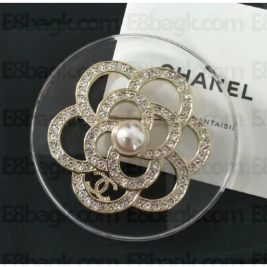 Chanel Transparent Brooch A53185 Gold/Crystal/Pearly White 2018