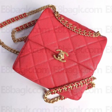 chanel Grained Calfskin & Gold-Tone Metal red backpack 2022