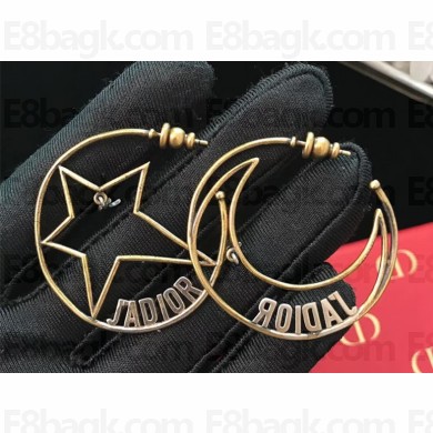Dior J’Adior Asymmetric Hoops in Gold-tone and Palladium Finish Aged Metal 2018