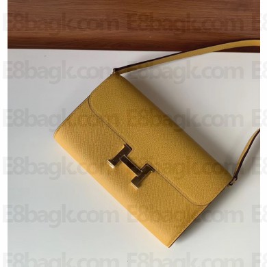 Hermes constance to go bag in epsom leather yellow