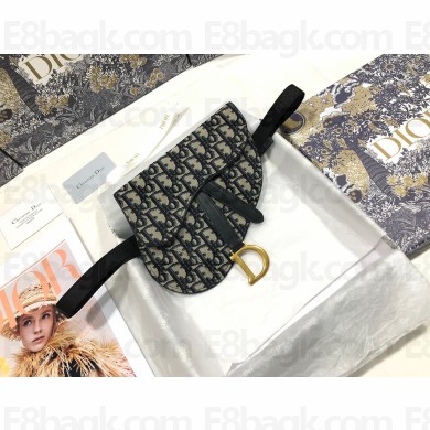 Dior blue Oblique Jacquard Saddle Belt Pouch 2022