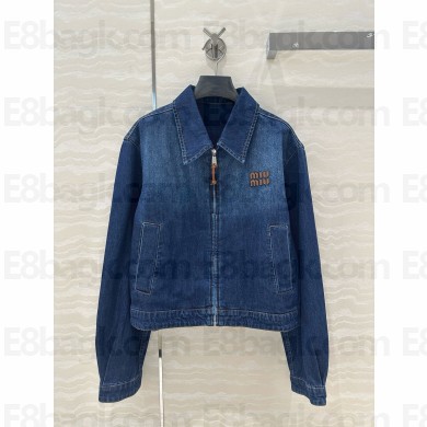 MIU MIU navy blue Denim trucker jacket 2025